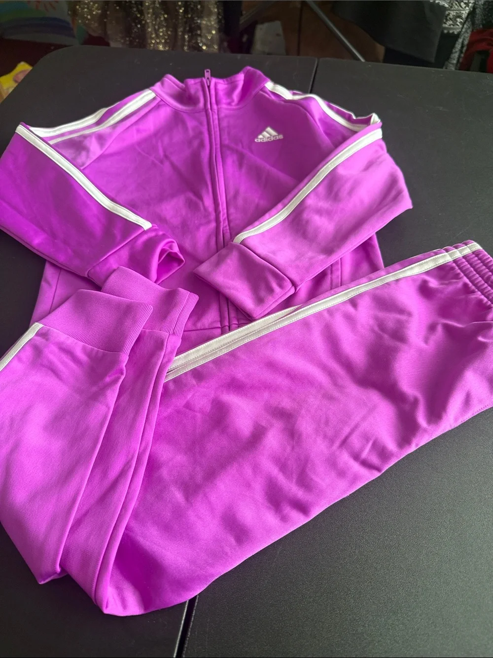 adidas Kids Bright Magenta Track Pants with White Stripes